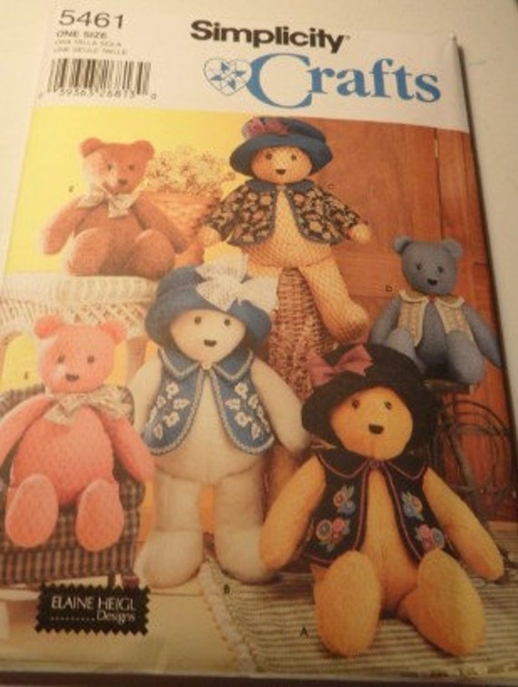 Teddy Bear Simplicity Pattern Set 5461 by on Etsy