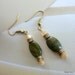 Parlor Games Earrings Green Nephrite Jade Stone Shell Bead