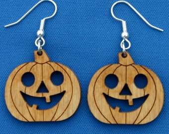 Wood Pumpkin Earrings