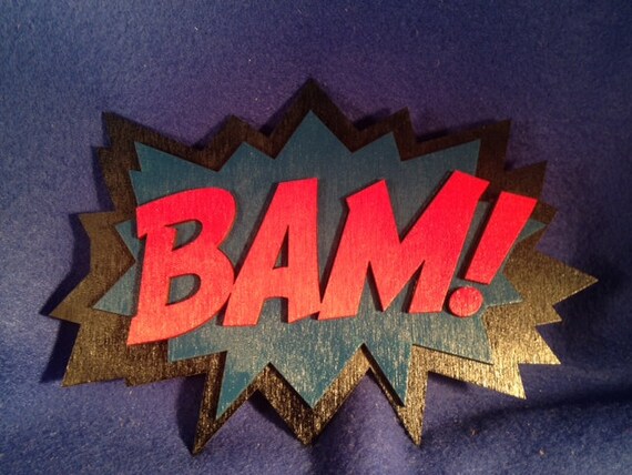 Comic Book BAM Quote Wall Art Plaque by WoodWearbyandrea on Etsy