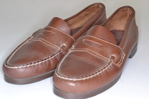 Brown Leather Dexter Penny Loafers Made in by MetropolisNYCVintage