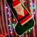 CLEARANCE - Green Crochet Holiday Stocking with Santa Applique