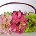 Pink Green Flower Handbag, OOAK Custom Designer, Millinery Garden Flowers, Burgundy Satin, Spring, FlowerGirl, Whimsy,Purse