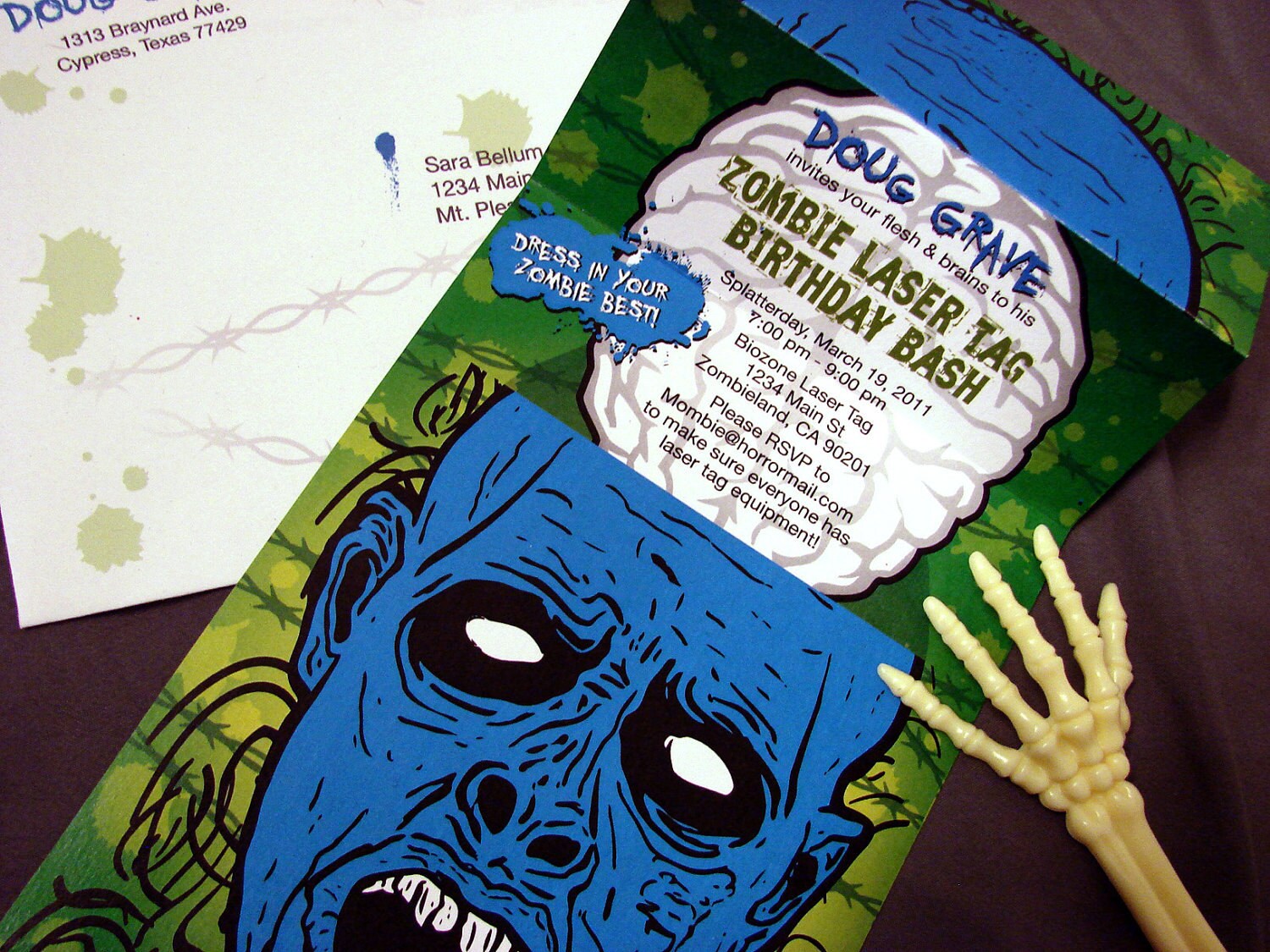 DIGITAL FILE Zombie B-day Invite & Coordinating Envelope