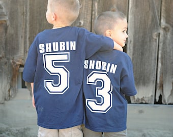Sporty Jersey Birthday Tee for Boys..........Number on Front and Back with Name