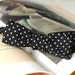 Polka dot bow tie, skinny style, black and white fabric, self tie bowtie, for men.