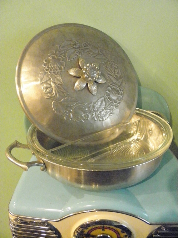 Vintage Aluminum Serving Dish with Lid and by Sugarcookielady