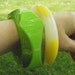 RESERVED FOR BETTED Lucite Bracelets, Cuff Bracelet, Green and Yellow Set of 2 Bangles, Possibly Bakelite