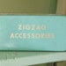 ZigZag Accessories Tin, Vintage Sewing Tin, Aqua Tin with Sewing Notions
