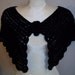 Victorian Inspired Delicate Sparkly Crocheted Capelet Shawl with Flower Applique . OSFM One Size Fits Most . color : Black Twilight
