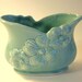Vintage Heavy Ceramic BRUSH USA Planter- Dogwood Blossoms, Deep Turquoise, Cottage Chic