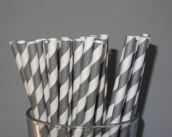 NEW to Serendipity Party Shop- Gray Striped Paper Straws