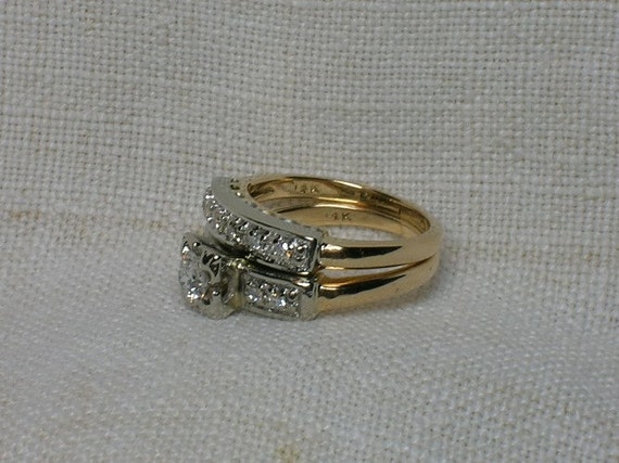Vintage Wedding Rings Set: Bold Mid Century Moderne