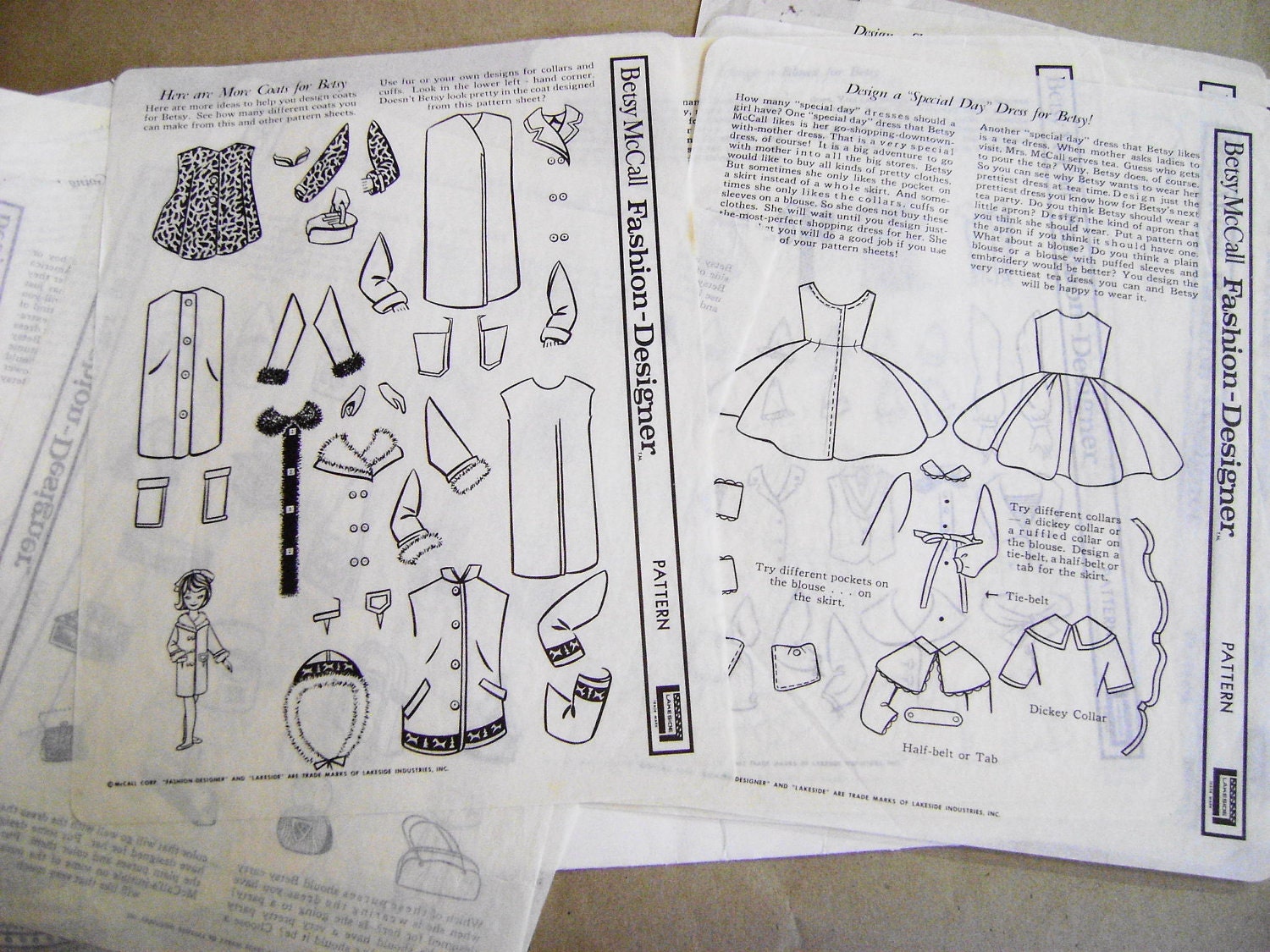 Vintage Betsy McCall Fashion Designer Paper Doll Pattern