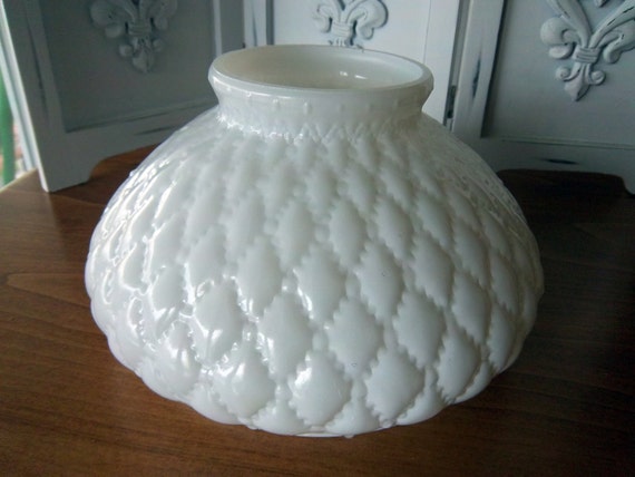 shade Shade CharsVintageShop 7 milk Student by Milk Glass student Quilted Lamp  glass lamp