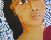 Original Mexican Folk Art acrylic framed painting of "Dona Flor". Original Mexican Folk Art acrylic framed painting of "Dona Flor".