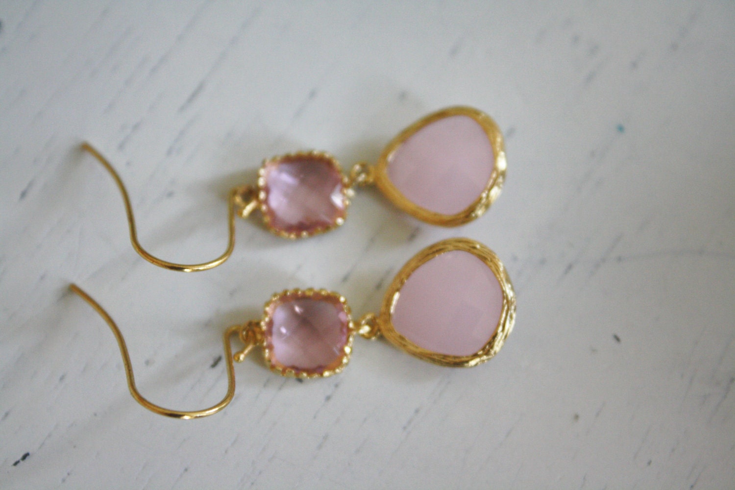 Blush Wedding Gold Earrings Blush Pink Earrings Bridesmaids