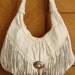 FRINGED LEATHER HOBO bag purse vintage 1980s, free shipping