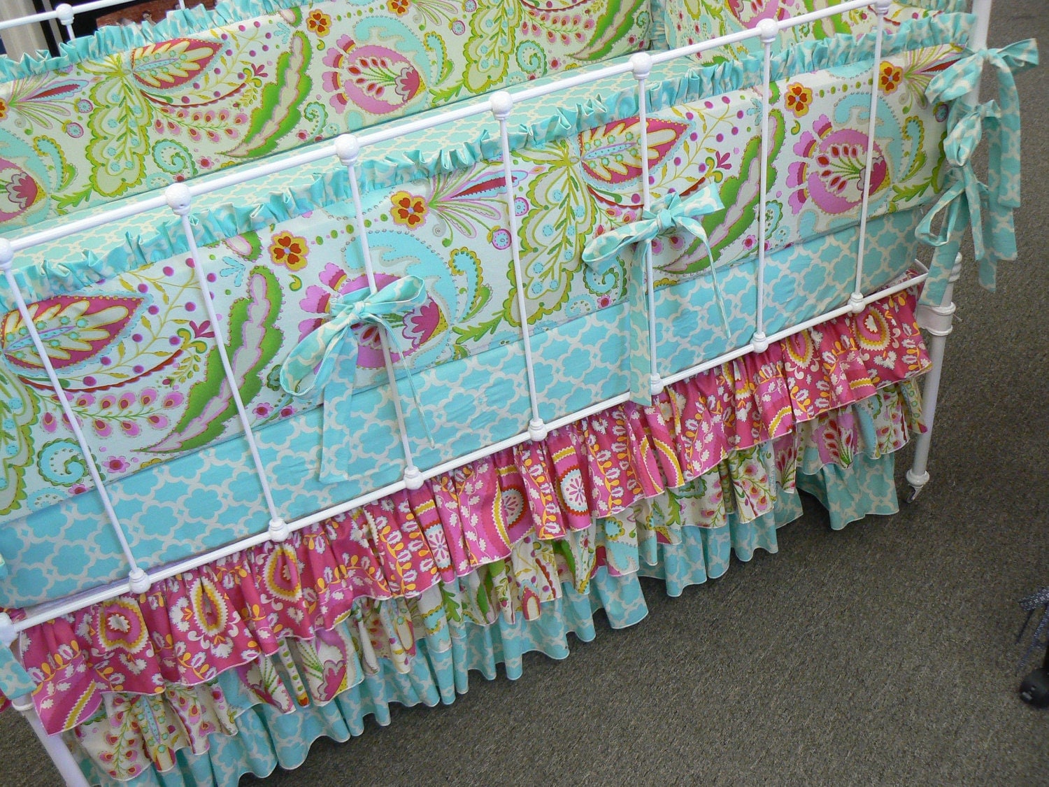 3 Tiered Ruffled crib skirt MADE TO ORDER