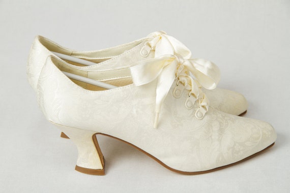 white lace up granny boots
