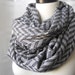 Infinity Scarf Arrows - Gray and Black - Super Wide - Oversized Scarf