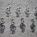 Music Note Charms / Pendants in Silver Tone - Treble Clef Charms - set of 8 - C835