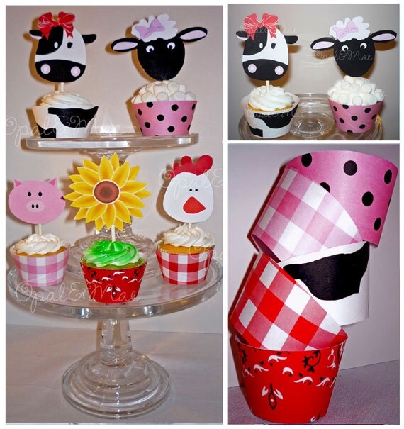 Farm Friends Instant Download Printable Party Cupcake Wrappers and Wrappers Il_570xn