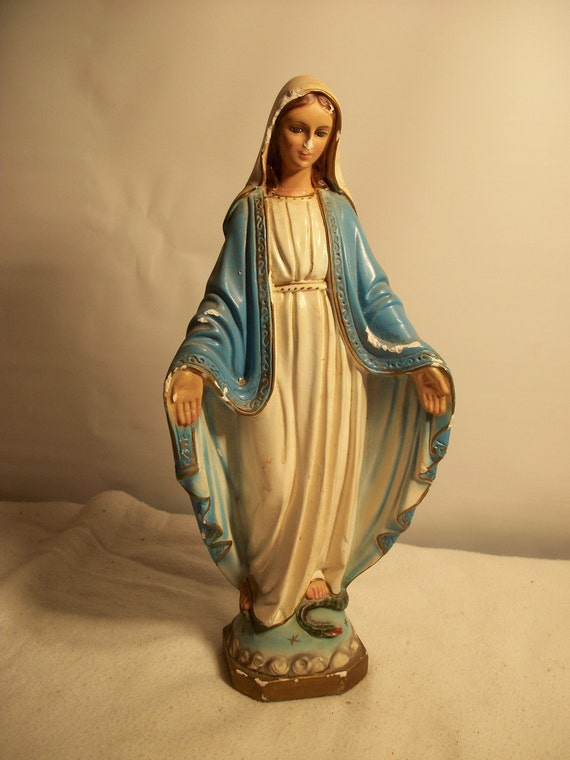 Vintage Italy Mary Statue Chalk Ware