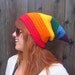 Rainbow Stocking Cap (crochet slouchy hat, red to purple)