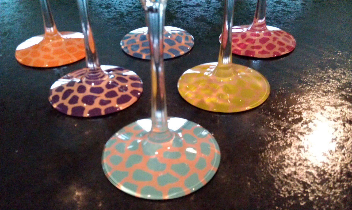 Custom order Animal print hand painted wine glasses by BrookeLHC