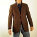 70s Mens Suit Blazer Brown Pinstriped Tecosa Italy 100% Wool Wide Lapel 40R 42R Lucky 7