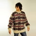 chunky wool sweater oversize heavy Ecuador ethnic ski skiing snowflake One Size XL Lucky 7