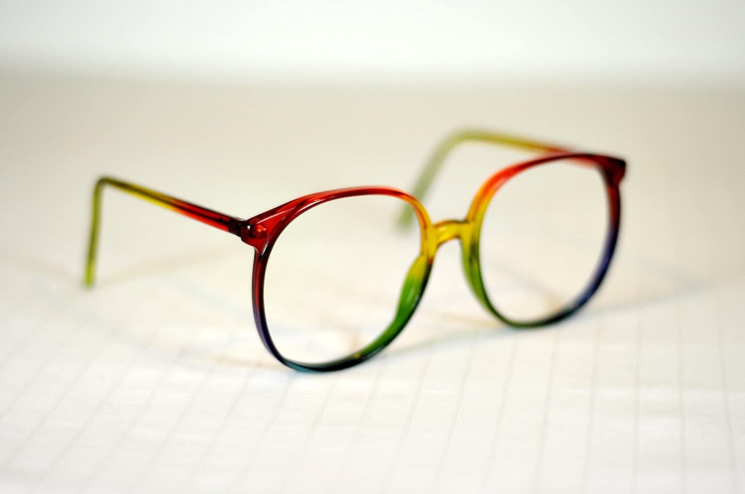 80s Oversized Rainbow Glasses Round Plastic Eyeglasses Frames 