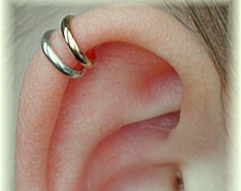 PIERCED - Double Wrap Cartilage Ear Cuff - Mixed Metal - Sterling Silver or 14K Gold Filled - SINGLE Side