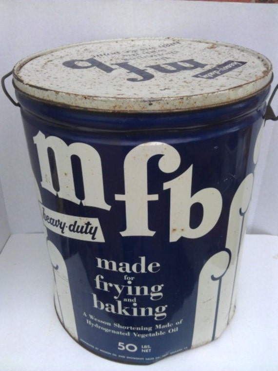 Vintage Wesson Oil Tin Can with Lid and Handles Extra Large