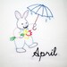 April Showers Dish Towel - Hand Embroidered