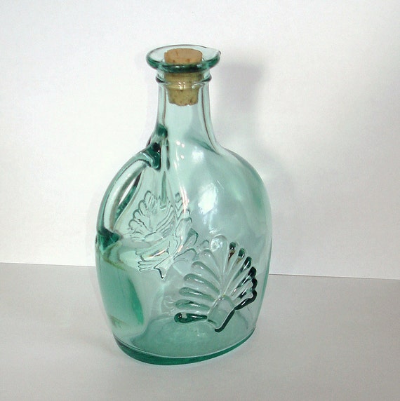 Vintage Green Glass Bottle Open Handle Canada