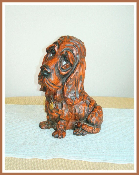 vintage basset hound statue