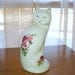 Vintage White Cat Figurine. Formalities by Baum Bros. Victorian Rose Bouquet. Gold Trim
