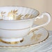 Vintage Paragon Bone China Teacup & Saucer. Elgin Pattern. White with Gold Leaves
