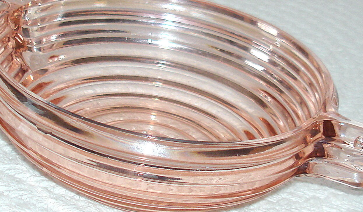 Antique Pink Depression Glass 2Handled Bowl Manhattan Pink