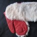 Beautiful Vintage Red Leather and Real Fur Mittens Gloves