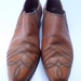 Vintage Cowboy Boots Brown Ankle Boots Low Ankle Boots Tan Ladies Boots Brown Womens Boots Size 8 Brown Boots Vintage 80s Stitched Leather
