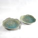 Studio Art Pottery - Lilly Pads - Aqua Ceramic Dishes - Pair