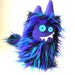 Purple Black and Teal Furry Monster Plush Doll - Jonny