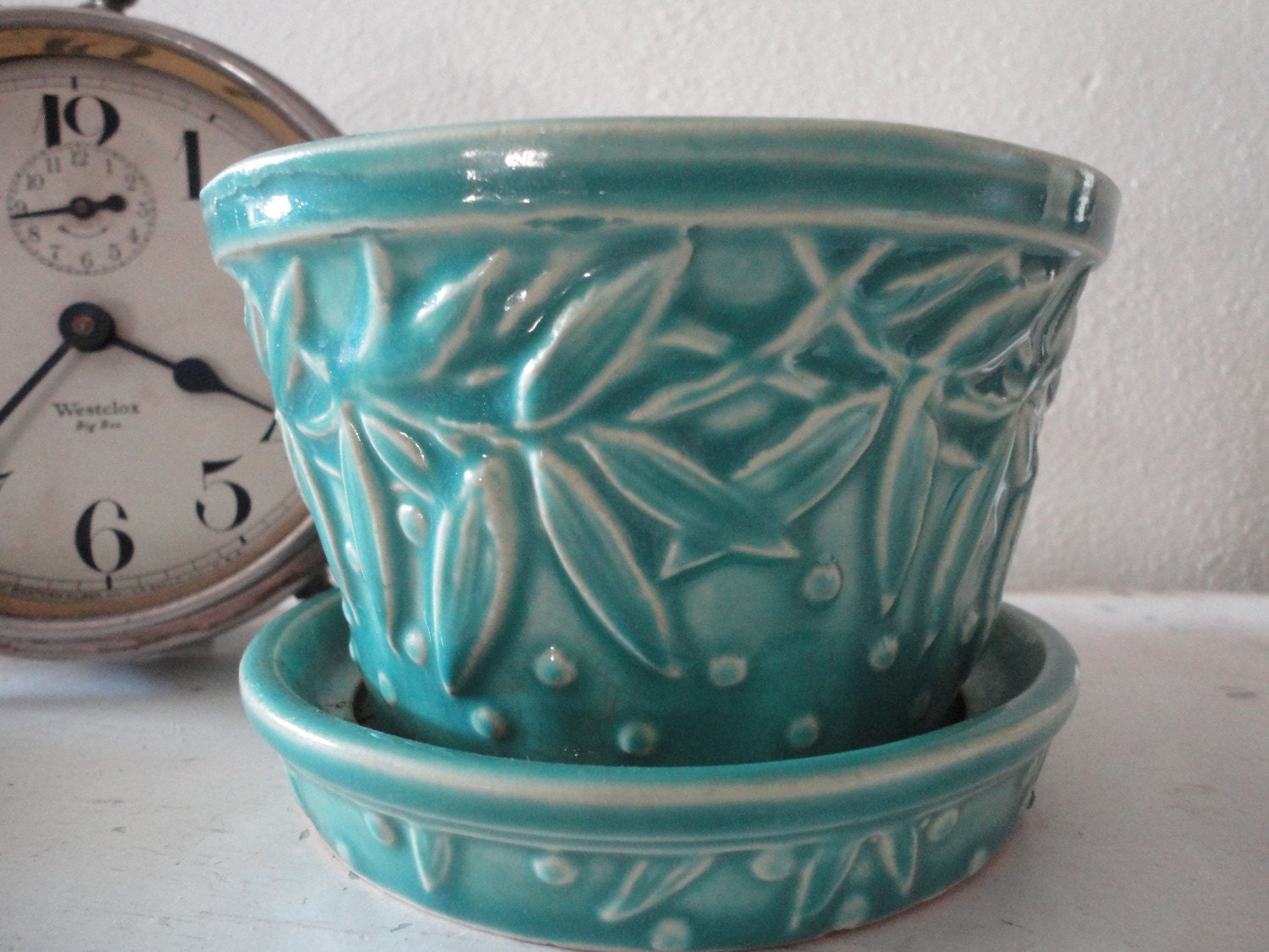  Aqua  Mccoy flower pot 