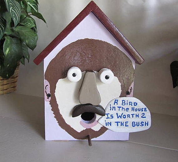 Items similar to Birdhouse Funny Face Humorous Colorful Decorating Bird House on Etsy