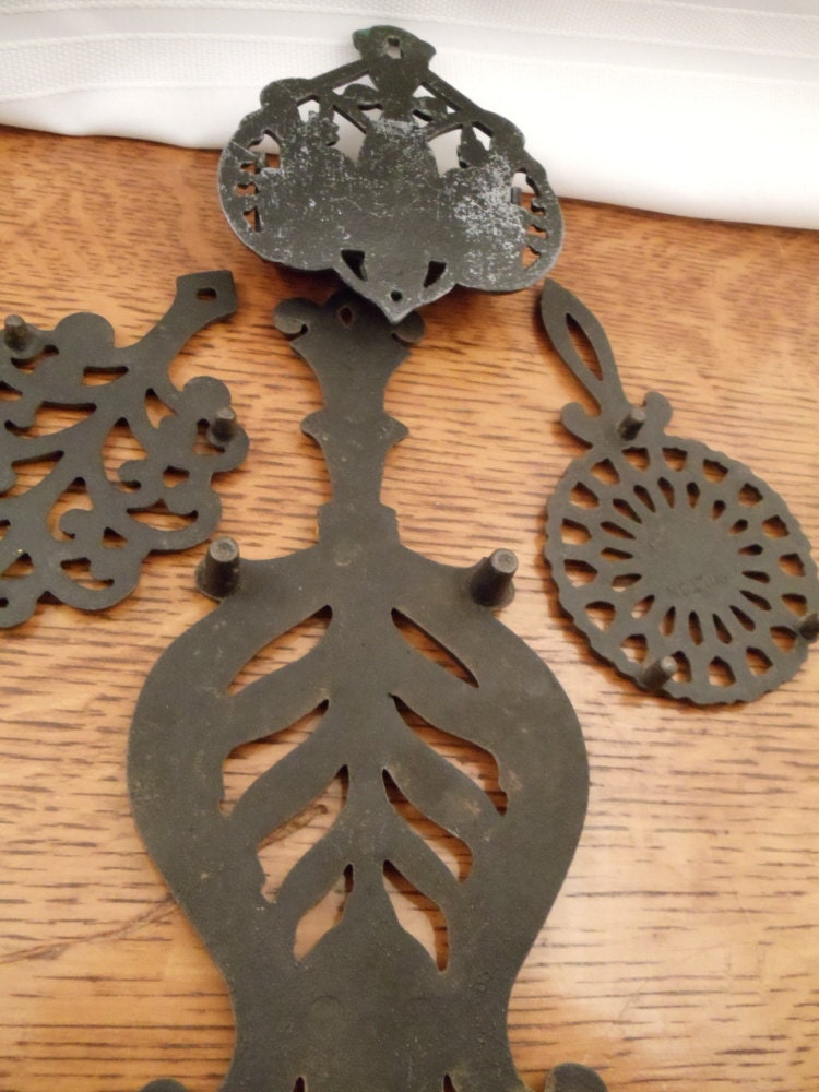 Antique Cast Iron Painted Trivets