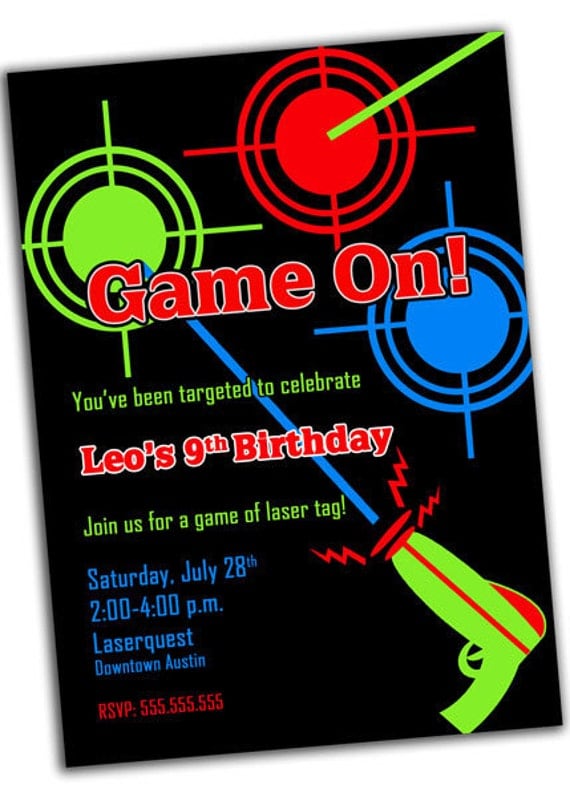 Free Laser Tag Clip Party Invitations 6