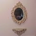 Vintage 1950's Hollywood Regency Chalkware Wall Mirror Shelf Set Shabby Chic